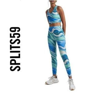 SPLITS59 SET - BLUE/GREEN TIE DYE GERI BRA TOP & LIV HIGH WAIST LEGGINGS